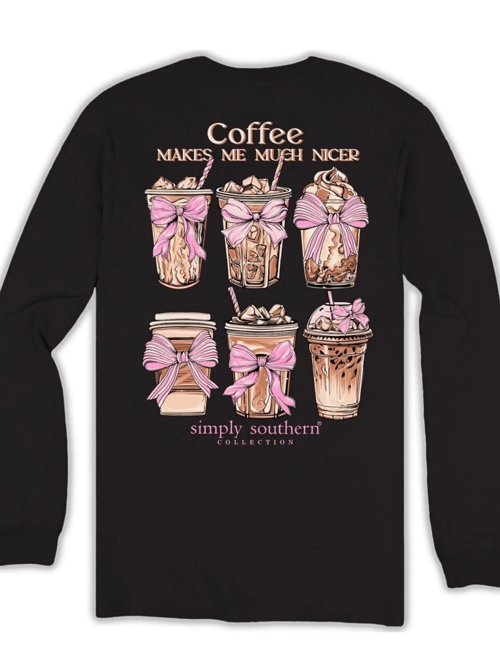 Simply Southern Coffee Makes Me Nicer Tee Women’s Large Black T-shirt New XXL 2X - Picture 2 of 9